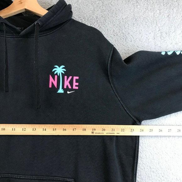 Nike Sweater Adult L Black Palm Tree Spellout Pullover Hoodie - Picture 4 of 8